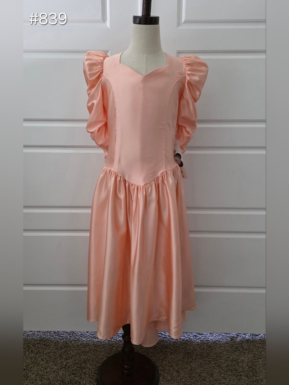 Girls Peach Vintage 80's Prom Dress